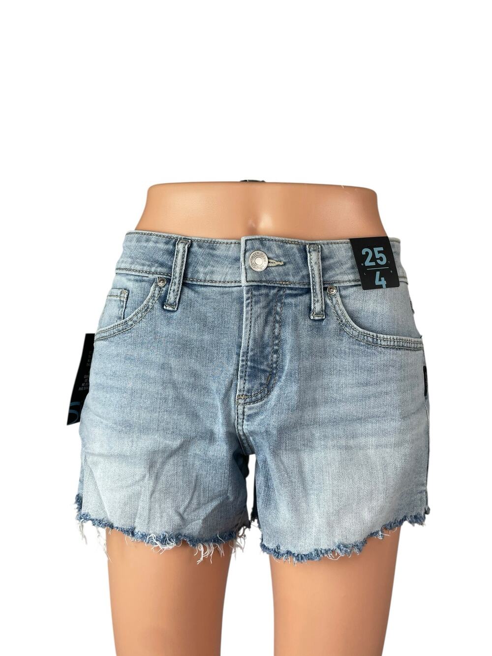 NEW Silver Jeans Co Women's Blue High Rise Cutoff Boyfriend Denim Jean Shorts 25